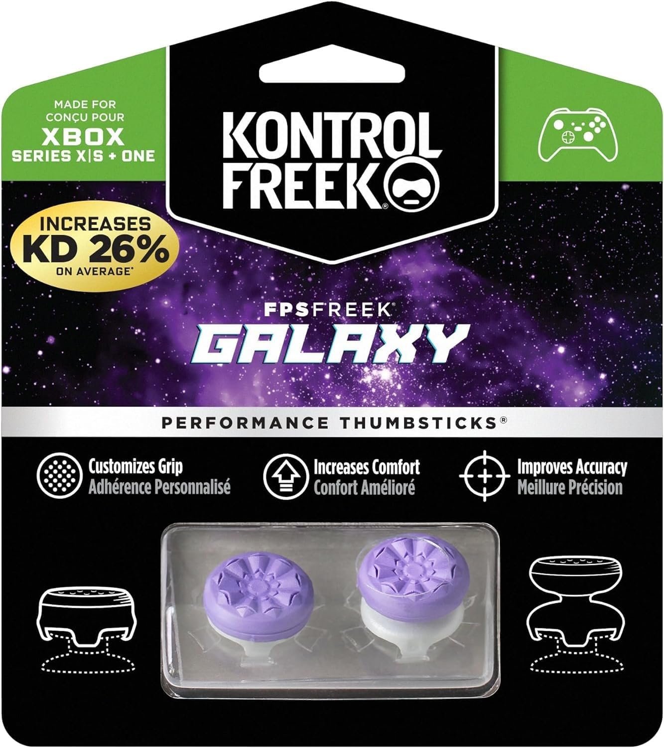 KontrolFreek FPS Freek Galaxy Purple for Xbox One and Xbox Series X Controller | 2 Performance Thumbsticks | 1 High-Rise, 1 Mid-Rise | Purple …
