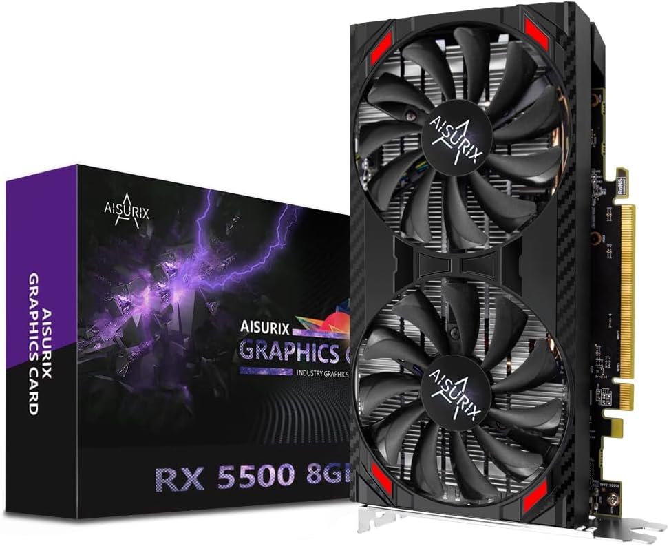 RX 5500 8gb GDDR6 Graphics Card,128 Bit, 3XDP, HDMI, PCI Express 4.0X8, 8pin with Fan Intelligent System,Gaming PC Computer Video Cards with 3X DisplayPort +1X HDMI (5500 Style 2)

