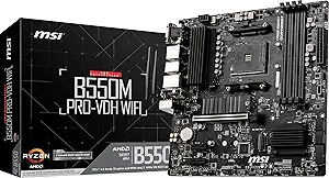 MSI B550M PRO-VDH WiFi ProSeries Motherboard (AMD Ryzen 5000, AM4, DDR4, PCIe 4.0, SATA 6Gb/s, M.2, USB 3.2 Gen 1, Wi-Fi, Bluetooth, D-SUB/HDMI/DP, Micro-ATX)
